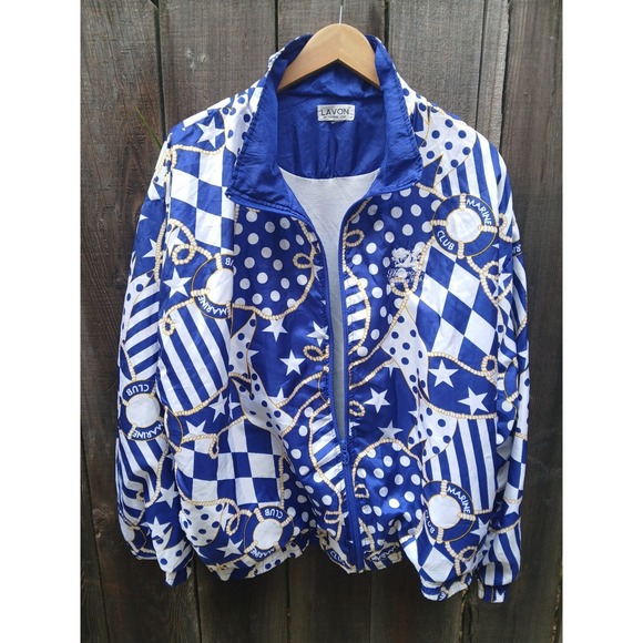Lanvon Vintage Windbreaker Full Zip Jacket Marine Club Nautical Yacht  Womens XL - Picture 2 of 8